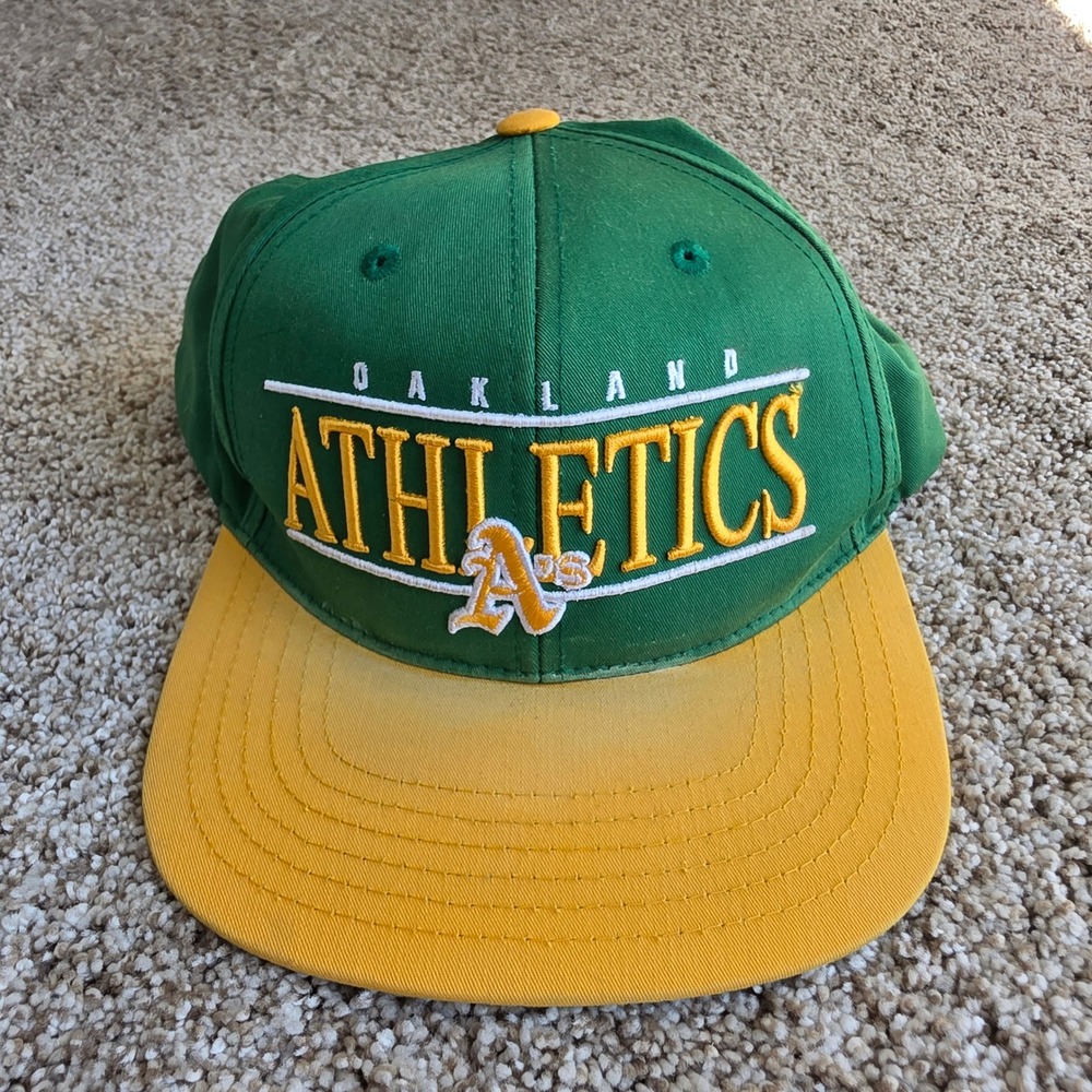 VINTAGE Oakland Athletics Mens OS Green Bar Snapback Hat MLB American Needle